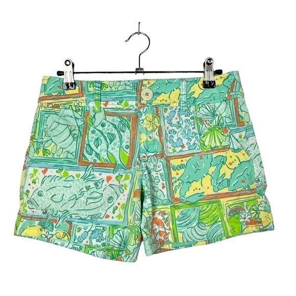 Lilly Pulitzer Callahan Just Add Lemon Patchwork Shorts 0 - Picture 1 of 3